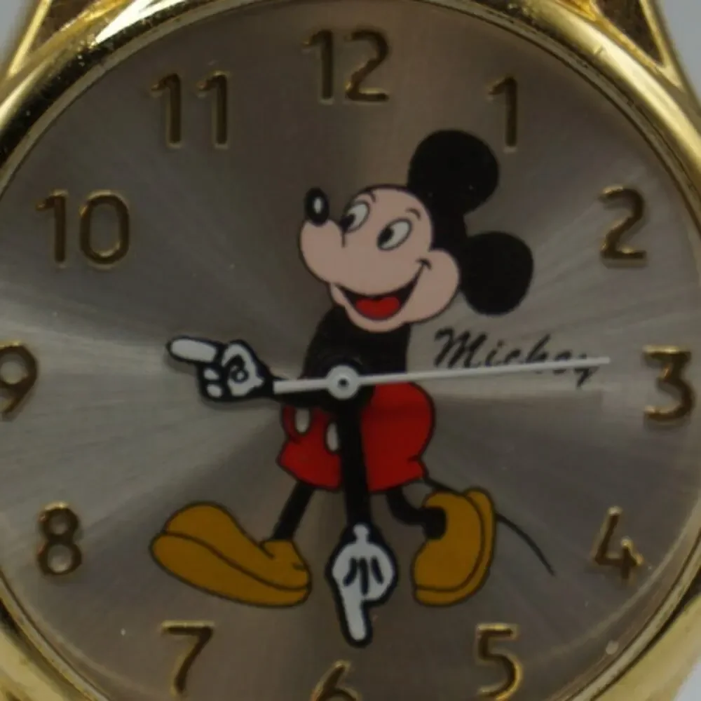 Mickey Mouse Quartz Wrist Watch Gold Tone New Battery - Picture 3 of 5